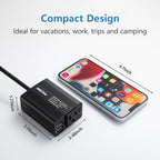 150W Car Power Inverter DC 12V to 110V AC Car Adapter for Plug Outlet with 3.1A Dual USB Car Charger for Laptop Computer-Black