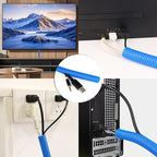 Split Wire Loom Tubing, 10,25ft Cord Protectors from Pets No Chew, Flexible Wire Covers Cord Protectors, Protective Split Cable Sleeve for Automotive Home Industrial Wires(Blue, 1.12inch-25ft)