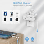 Multi Plug Outlet Splitter with USB, TESSAN 4 Electrical Multiple Outlet Extender with 3 USB Ports, Mini Double Plug Expander Surge Protector for Home, Office, Kitchen, Dorm Essentials, White