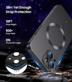 Magnetic for iPhone 15 Case [Compatible with MagSafe][Built-in Camera Lens Protector] Slim Soft Silicone Bumper Shockproof Metallic Shine Phone Case (Black)