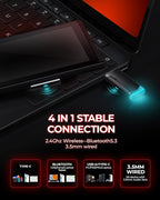 Wireless Gaming Headset， 7.1 Surround Sound， 2.4Ghz USB Gaming Headphones Bluetooth 5.4,100-Hr Noise Canceling Mic RGB Light, Wireless Headset for PC PS5 PS4 Mac Switch，ONLY Wired Mode Suit for Xbox