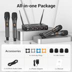 TONOR Wireless Microphones System with 4x10 Channels Cordless Handheld Microfono Inalambrico, 200FT UHF Range, Mics with Stable Signal Transmission for Karaoke Singing Party Church Wedding PA Speaker