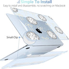 MEEgoodo Case for MacBook Air M4/M3/M2 13.6 inch 2025 2024 2022, Fit Model A3240 A3113 A2681, Compatible with MacBook Air 13 inch, Laptop Hard Shell Case with Keyboard Cover, Silver Disco Balls & Bows