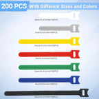 200 PCS Cable Ties Reusable 4+6+8inch Multi-Colour Cord Organizer for Cable Management Multi-Purpose Cable Straps Wire Ties Cable Management for Home Office Computer Data Centers Electronics,7 Colors