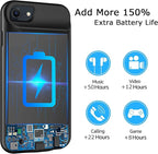 Battery Case for iPhone 8/7/6s/6/SE 3/SE 2, Upgraded 10000mAh Portable Battery Pack Charger Case Support Carplay Compatible with iPhone SE 3/SE 2/8/7/6s/6 (4.7 inch) External Charging Case (Black)