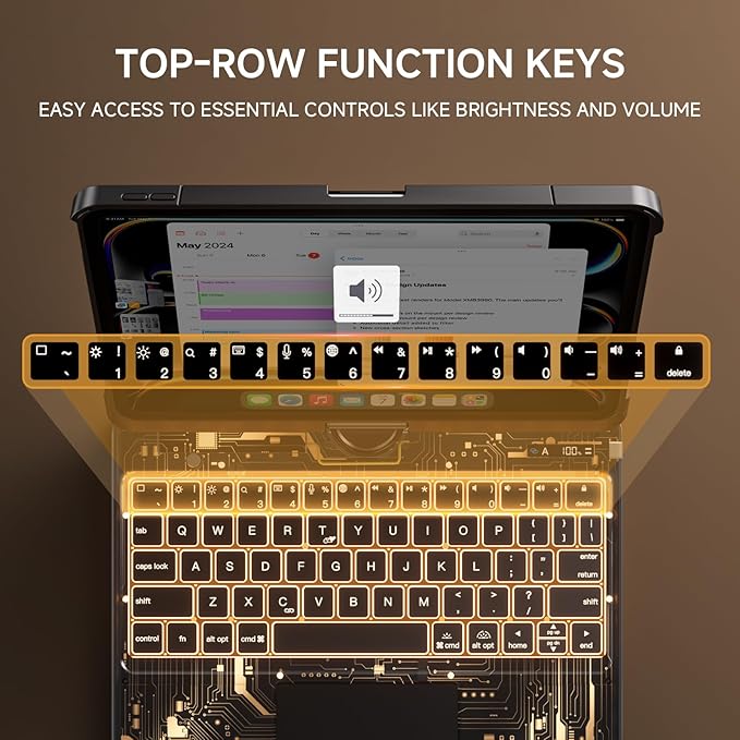 Transparent Case with Keyboard for iPad 9th (7th, 8th, and 9th Gen) 10.2 Inch,with 7-Color Backlit Wireless Keyboard,360°Rotatable Protective Case Multi-Touch Trackpad,with Pencil Holder,Black