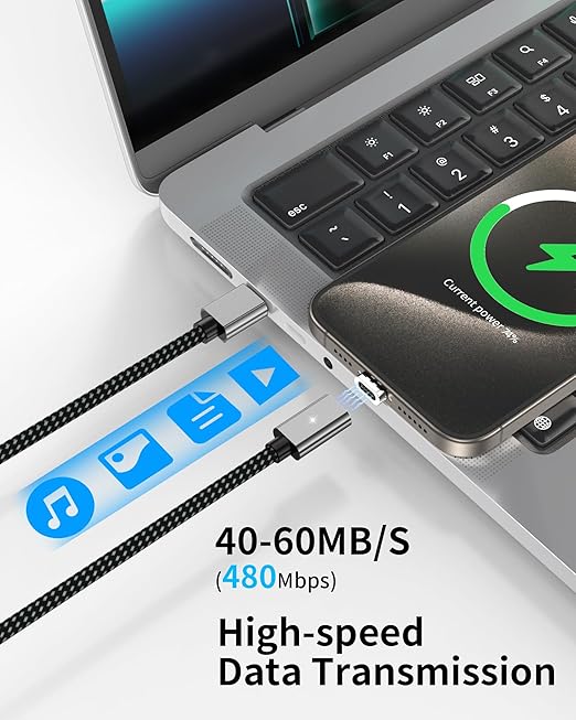 ZBF 100W USB C Magnetic Charging Cable,Magnetic Charger Cable for USB C to C(3 Pack, 5/6.6/6.6FT) 480Mbps Data Transfer, 5A Fast Charging for Phone 17 16 15 14,13 Pro Max,MacBook Pro Pad Galaxy S22
