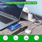 Upgraded 3 in 2 USB C Cable for Apple Watch Charger (4FT/1.2M) Travel USBC Multi Fast Charging Cord Compatible with iWatch Ultra 2/SE 2/10/9/8/7-1, iPhone 16 Pro Max Plus/15/14/13/12/11, iPad, AirPods