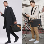 ESTARER Messenger Bag 17-17.3 Inch, Men's Computer Bag Water-resistant Canvas, Teacher Laptop Satchel for Work Office College, Dark Grey