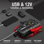 NOCO Boost GB70: 2000A UltraSafe Jump Starter – 12V Lithium Battery Booster Pack, Portable Jump Box, Power Bank & Jumper Cables - for 8.0L Gas and 6.0L Diesel Engines
