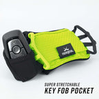 Noxgear Hand Held Phone Holder - Handheld Grip Phone Holder with Key Fob & Card Slot for Running, Jogging & Working Out - Compatible with All Phones - Machine Washable (Lime, Left Hand)