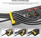 CRST 12 Outlets Long Power Strip, 9 FT Cord Metal Wall Mount Surge Protector Power Strip with Individual Switches and Cord Manager, 1020J, 15Amp/1875W for Garage,Workshop, Office, Home