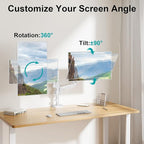 MOUNT PRO Dual Monitor Mount for 13-32" Computer Screen, Tall Monitor Stands for 2 Monitors, Adjustable Gas Spring Double Vertical Monitor Desk Mount, Each Arm Holds 4.4 to19.8lbs, VESA Mount, White