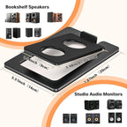 Metal Desktop Speaker Stands Pair, 15° Tilted Steel Tabletop Bookshelf Speaker Wedge with Damping Foam Pads for Small Medium Speakers, Suitable for PC, Gaming, and Studio