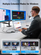 Lemorele Docking Station Dual Monitor, 6 in 1 USB C Hub Multiport Adapter w/2 HDMI 4K, 5Gbps USB3.0 & 2 USB2.0, 100W PD Charging - USB C Dock for Laptop Dell/Lenovo/HP/MacBook/Surface - Plug and Play