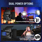 Mettlelite 2 Pack SPL210B Bi Color LED Video Light Kit with APP Control, 3200K-5600K, CRI TLCI 96+, Dimmable Photography Studio lighting with Barndoor,Diffuser, Light Stand and Carrying Case for Video