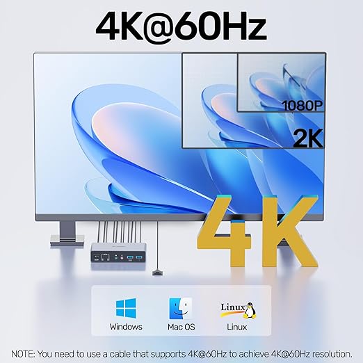 HDMI Displayport KVM Switch, 2 Computers 2 Monitors 4K@60Hz KVM Switcher Dual Monitor for 2 PC, 3 USB 3.0 Ports Support Extended/Mirror Mode with Desktop Controller&2 USB Cables&Power Adapter