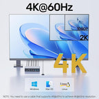 HDMI Displayport KVM Switch, 2 Computers 2 Monitors 4K@60Hz KVM Switcher Dual Monitor for 2 PC, 3 USB 3.0 Ports Support Extended/Mirror Mode with Desktop Controller&2 USB Cables&Power Adapter