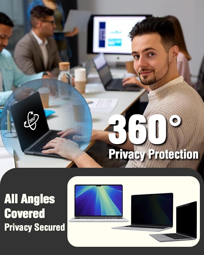 F FORITO Magnetic Privacy Screen Protector Compatible with MacBook Pro 13 inch (2016, 2017, 2018, 2019, 2020, 2021, 2022, M1, M2), Removable 360° Anti Peeping Anti Blue Light Laptop Privacy Shield