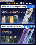 HTU for MagSafe Car Phone Mount Magnetic Phone Holder for Windshield Vent Dashboard Magnetic Suction Phone Mount for iPhone 16/15/14/13/12 & Android (Navy Blue)