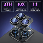 Uyiton for iPhone 14 Pro/iPhone 14 Pro Max Camera Lens Protector, [Drop Protection] 9H Tempered Glass Camera Cover Screen Metal Ring Case Friendly Scratch Resistant Easy to Install - Black