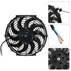 MuHize Radiator Cooling Fan - 12V 80W Universal Electric 10-Inch Fan Assembly with Bolt-On Kit, SAE Radiator Fans for Cars & SUVs (Black)