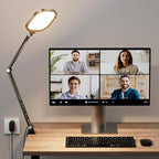 Video Conference Light for Computer, Dimmable Camera Lighting for Video Recording, Meeting, Laptop & Webcam, 15W Ring Light with C- Clamp,Swing Arm, Remote, Memory & Timer CRI >95