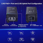 MokerLink 2.5 Gigabit PoE Injector, 802.3af/at/bt 60W, 2.5G/1G/100M Ethernet, Plug & Play, Non-PoE to PoE Adapter, Distance Up to 100 Meters (328 ft.)