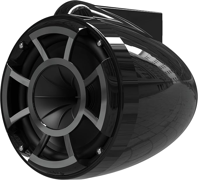 wet sounds Rev 8 Black V2 Revolution Series 8" Black Tower Speakers w/Silver Aluminum Fixed Clamp