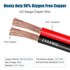 6 Gauge Wire 2 Conductors Copper Wire, 6 AWG Battery Cable Oxygen Free Copper Wire for Solar Panel, Automotive, Trailer, RV and Speaker (6 Gauge 100FT)