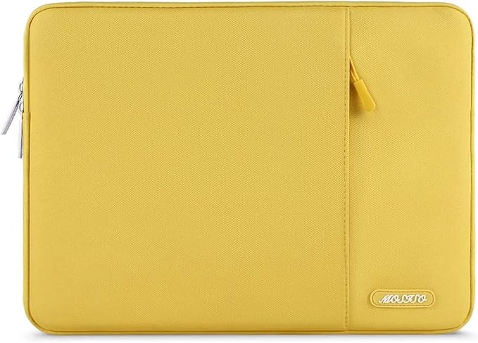 MOSISO Laptop Case 13.3 inch, 13-13.3 inch Laptop Sleeve Compatible with MacBook Air/Pro 13 / Pro 14, HP Dell ASUS Lenovo Notebook, Polyester Vertical Computer Sleeve Bag with Pocket, Yellow