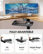 HUANUO Keyboard Tray Under Desk, 360 Adjustable Under Desk Keyboard Tray Slide Out, Ergonomic Pull Out Keyboard Tray Under Desk, 25"W x 9.84"D