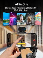 Gimbal Stabilizer for iPhone with AI Vision Sensor for Face Tracking, 3-Axis Phone Gimbal w/OLED Display for Vlog Recording, Compatible with iPhone/Android-Smart XPro AI Black