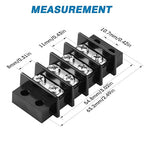 GLOSO Terminal Blocks Double Row Stainless 11 mm Pitch TBC, Marine Grade, 12-22 AWG Cu, 25A/300V - 1 Pack, 4 Poles