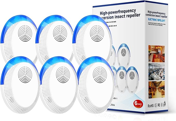 Ultrasonic Pest Repeller Mice Repellent Indoor Pest Repellent Ultrasonic Plug in, Mouse Deterrent, Pest Control for Spiders, Roaches, Insects (6 Pack)