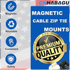 Magnetic Cable Zip Tie Mounts Clips Multipurpose Zip Ties Mount Base Holder Black Wire Cable Holder Mount Wire Clips Management for Home Office Marine Electrical Wiring (White, 10 Piece)