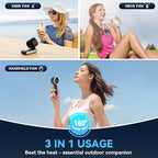 Portable Handheld Turbo Fan, 5 Gear Wind, Battery Operated, Up to 12 Working Hours, 3 IN 1 Hand Fans with Air Turbo Tech Cooling Fan for Outdoor Activities, Travel, Beach (Black)