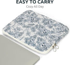 Puffy Laptop Sleeve 13-15.6 Inch Cute Quilted Laptop Protective Case Padded Floral Computer Sleeve for MacBook (B-Dark Blue, 11 Inch)