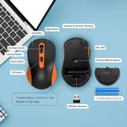 Wireless Mouse for Laptop, PC, Chromebook, Mac, MacBook, Silent Mouse with USB Nano Receiver, Side Button, 2400 DPI, Anti Slip Roller, 6 Button Ergonomics Cordless Computer Mice - Black Orange