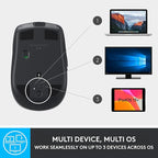 Logitech MX Anywhere 2S Bluetooth Edition Compact Wireless Mouse, No USB Receiver - Use On Any Surface, Hyper-Fast Scrolling, Rechargeable, Control Up to 3 Apple Mac and Windows Computers and Laptops
