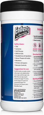Endust For Electronics; Screen & Surface Cleaning Wipes, For TV, Phone, Computer Monitor, Laptop, Tablet, Pre-Moistened, Alcohol and Ammonia Free, 70 Count, 6 Pack (11506P6)