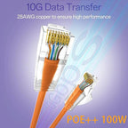 Cat6a Patch Cables 3ft (24 Pack) Slim, Cat6 Ethernet Patch Cable Pure Copper, Flexible Cat 6 Patch Cable 550MHZ 10G, Space-Saving Cat 6A Network Cables for Patch Panel, Orange