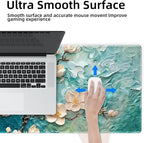 Galdas Gaming Mouse Pad XXL XL Large Long Extended Big Mousepad Non-Slip Rubber Keyboard Desk Pad with Stitched Edges for Laptop Home Office (31.5x11.8x0.08 Inch) … (Painting Flowers)