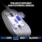 Pulsar Gaming Gears X2H Wired Gaming Mouse, Ultra Lightweight 1.8 oz (51g), Symmetrical, Optical Switch, 26000 DPI, Motion Sync, PAW3395 Sensor (Medium, Wired, White)