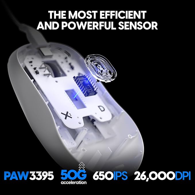 Pulsar Gaming Gears X2H Wired Gaming Mouse, Ultra Lightweight 1.8 oz (51g), Symmetrical, Optical Switch, 26000 DPI, Motion Sync, PAW3395 Sensor (Medium, Wired, White)