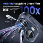 Tensea for iPhone 16 Pro/iPhone 16 Pro Max/iPhone 15 Pro/iPhone 15 Pro Max Camera Lens Protector, Metal Aluminum Alloy Tempered Glass Cover Camera Screen Protector Accessories, Case Friendly Blue