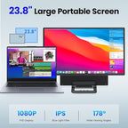 23.8'' Portable Monitor,FHD 1080P 100Hz IPS Laptop Screen Extender,USB-C HDMI Large Office Gaming Second Monitor Extender with Detachable Stand for Mac Windows PS5 Xbox Switch(Built-in Speakers)