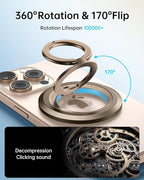 SYNCWIRE Magnetic Phone Ring Holder for MagSafe, 360° Rotation Dual Sided Magnet Grip Cell Phone Ring Stand Finger Kickstand Compatible with iPhone 16 15 14 13 12 Pro Max fits MagSafe - Desert Gold