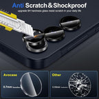 for Samsung Galaxy A16 Camera Lens Protector, Individual Metal Ring Tempered Glass Lens Cover, [Strong Adsorption] Scratch Resistant Ultra-Thin HD Clear Lens Cover, 1 Set-Black Ring
