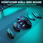 SM809 Pro Wireless MMO Gaming Mouse with 9 Side Buttons,24000 DPI,Triple Connectivity (2.4G/BT5.0/Wired) RGB MMO Mouse for Gamer,16 Programmable Macros,Up to 350H Battery Life,Black